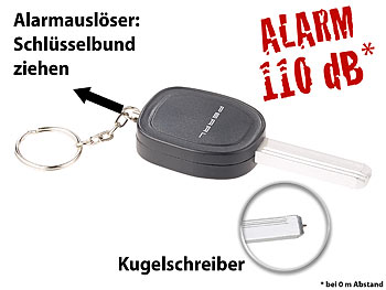 Personenalarm, Schlüsselanhänger mit Sirene und integriertem Schlüsselanhänger
