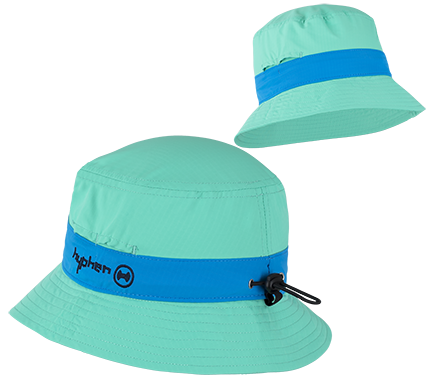 UV  Sonnenhut 'bermuda' grün mit blauem Rand für Kinder mit UPF 80 Grösse 46-48 von hyphen