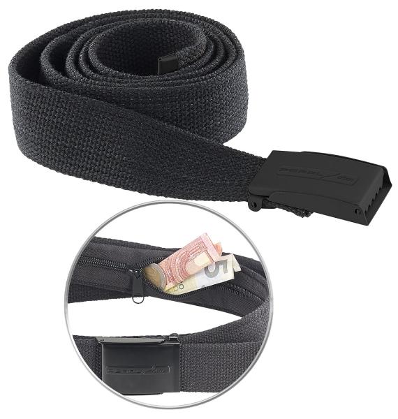 Reise-Geldgürtel mit verstecktem Geldfach, unisex, 130 x 4 cm, schwarz 