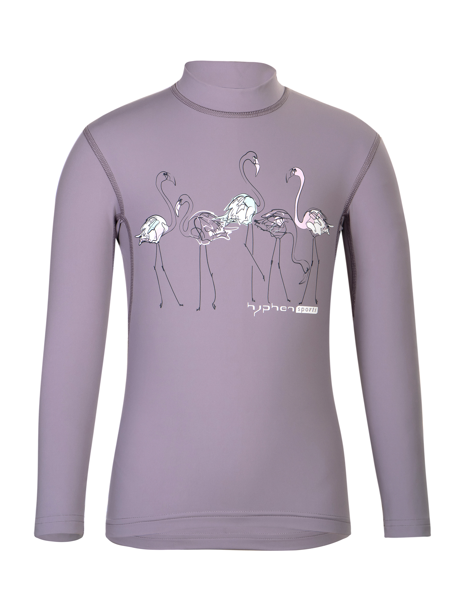 UV Sonnenschutz Kurzarmshirt  ' flamingos purple ash' für Kinder, in der Aubergine UPF 80, UV Standard 801, Marke hyphen, Öko-Tex Standard 100