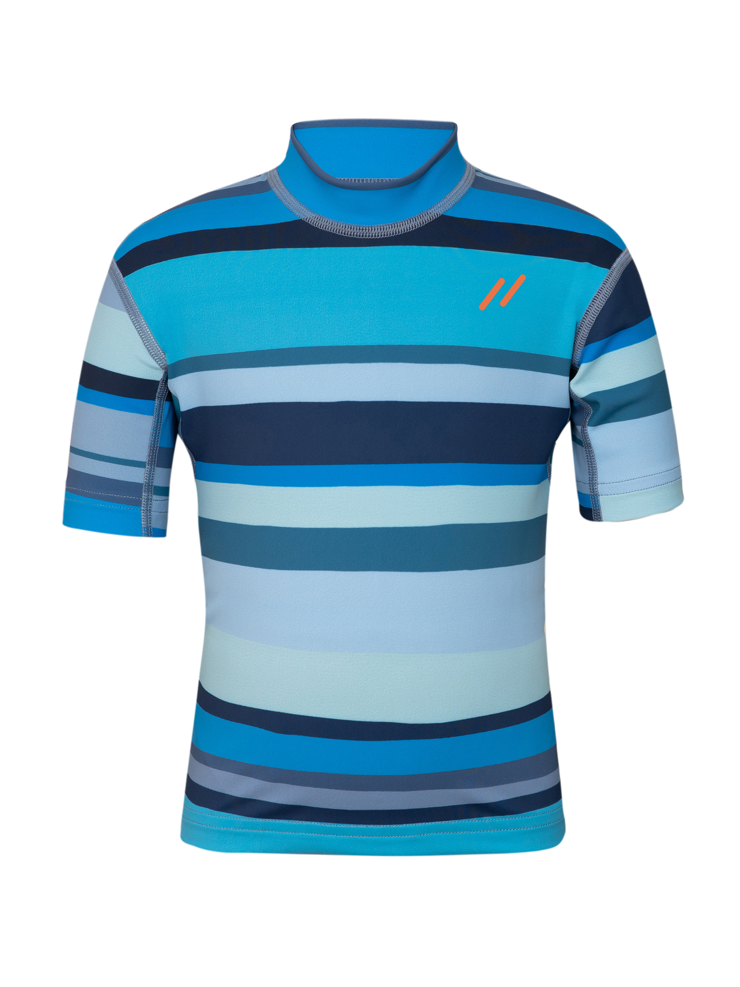 Pfiffiges UV Shirt mit Streifen in Blau- und Grüntönen. Eigenschaften      Zertifizierter UV-Schutz nach dem weltweit strengsten UV STANDARD 801 mit UV-Schutzfaktor (UPF) 80     Blockiert über 98% der UV-Strahlung und schützt die Haut zuverlässig vor Sonn