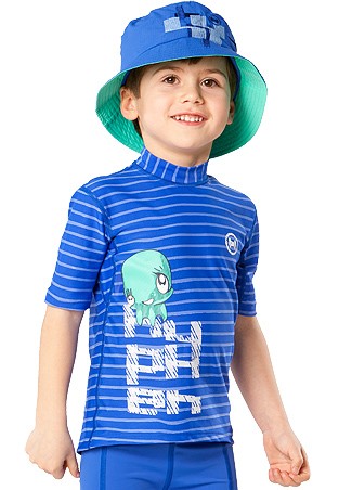 UV Sonnenschutz Kurzarmshirt 'ocy nor striped cobalt' für Kinder mit UPF 80 von hyphen
