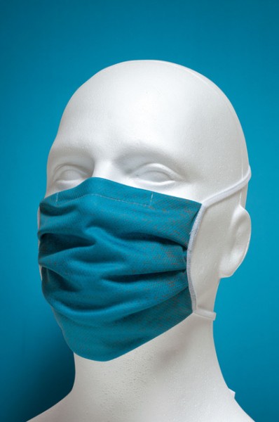 Mund-Nasen-Maske mit Nasenbügel 2-lagig (Erwachsene) von Hyphen,türkis mit UPF 80