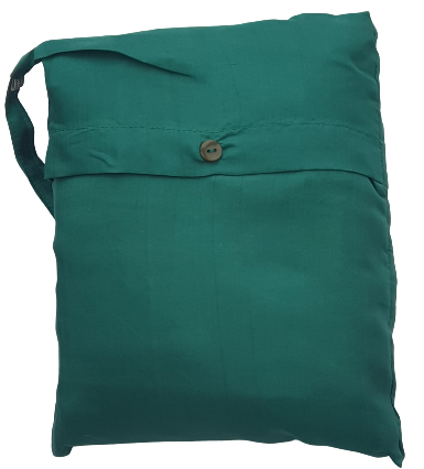 Seidenschlafsack zum Reisen in grün 110x250 cm mit Kopfteil 