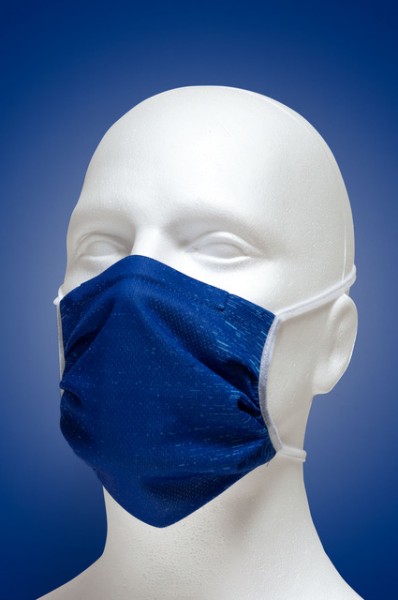 Mund-Nasen-Maske mit Nasenbügel 2-lagig (Erwachsene) von Hyphen,blau mit UPF 80