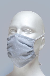 Mund-Nasen-Maske mit Nasenbügel 2-lagig (Erwachsene) von Hyphen, Grau mit weissen Punkten mit UPF 80